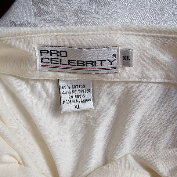 Pro Celebrity Mens Polo Golf Shirt in a Creamy White Cotton Blend sz XL Like New - Picture 5 of 5